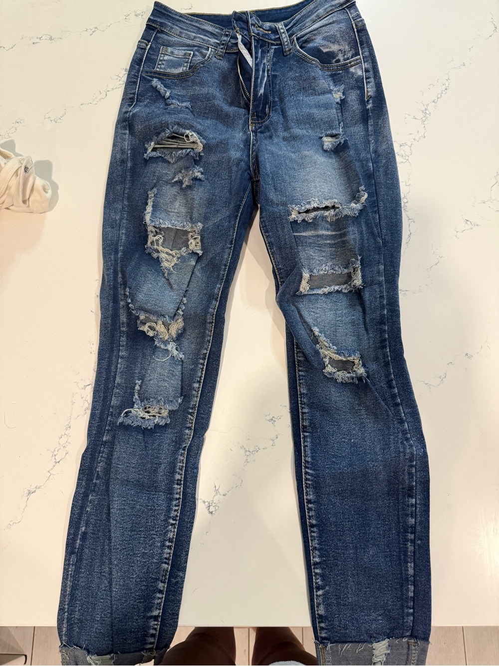 SHEIN Dark Blue Distressed Women’s Jeans